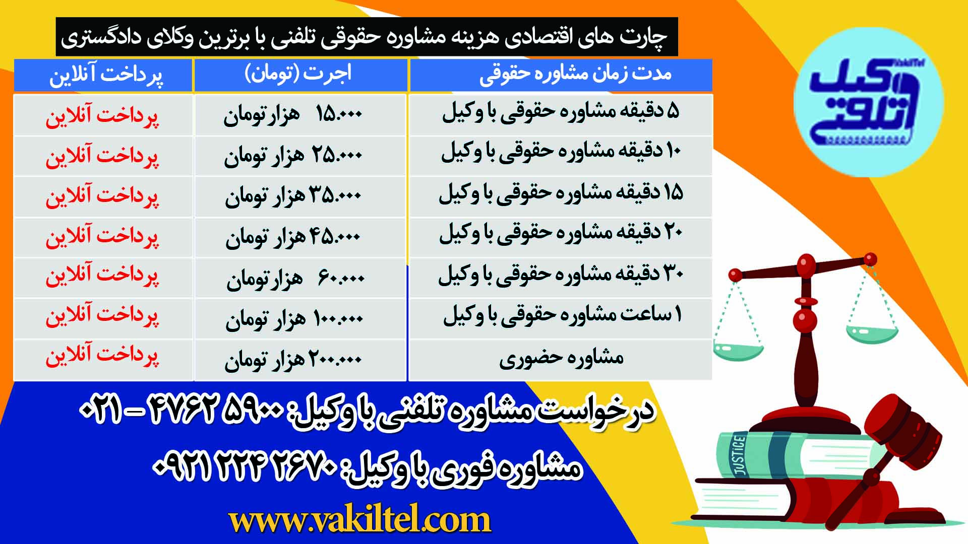 هزینه مشاوره حقوقی تلفنی 